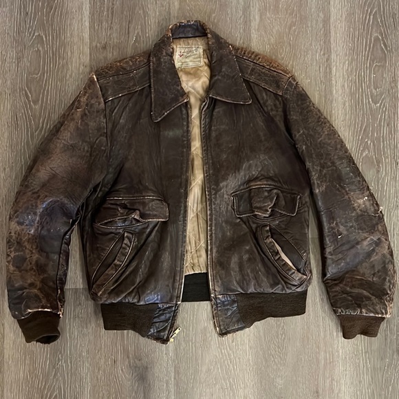 American Vintage Distressed Bomber Jacket. - Picture 3 of 15